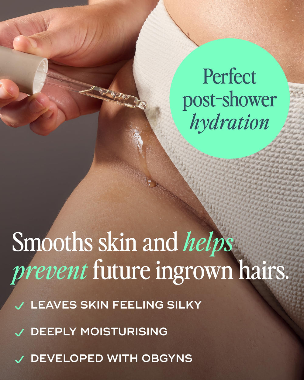 Luna Daily Mini Ingrown Hair Oil dropper ready for precise application