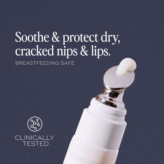 Luna Daily Nursing Balm one-handed applicator enables mess-free nipple care.