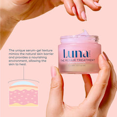 Calendula extract imagery from Luna Daily gel emphasizes soothing care for dry skin