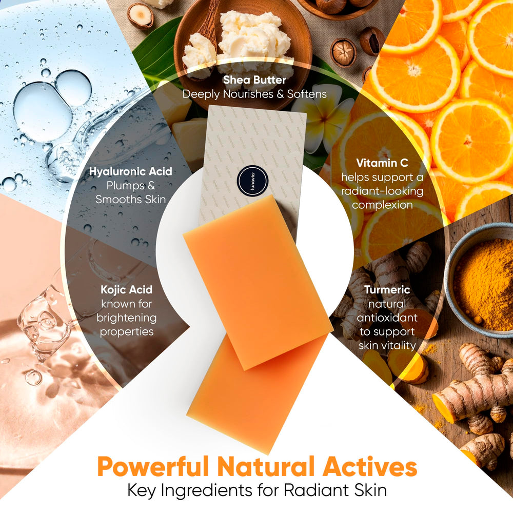 Lunavia soap bar applied on hands to show body use