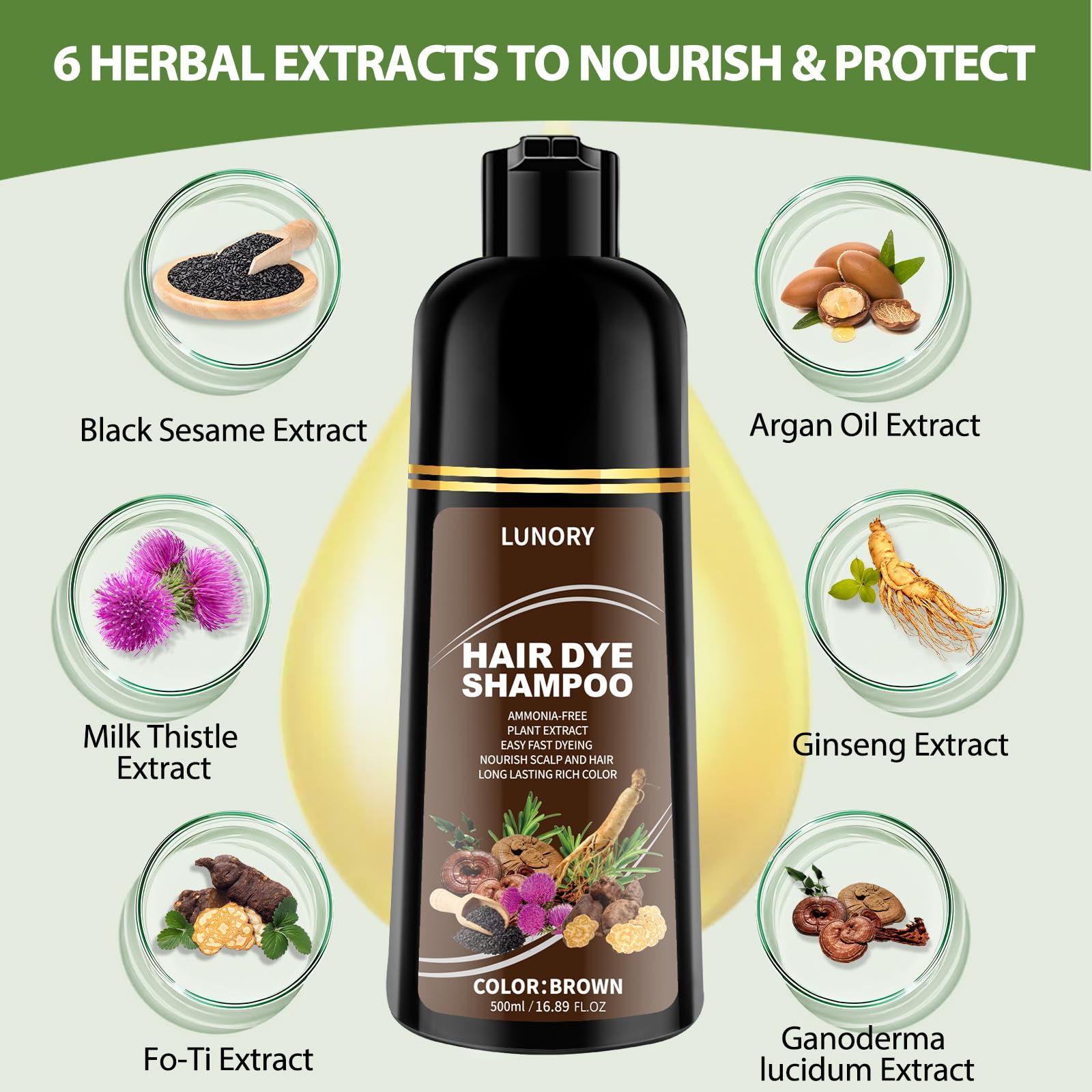 Lunory argan oil ginseng blend showcasing nourishing color care.