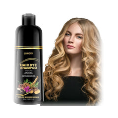 Lunory Blonde-Brown Hair Dye Shampoo bottle for easy at-home color.