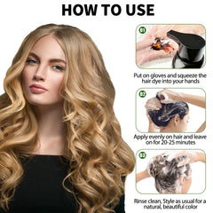 Lunory botanicals with argan and ginseng nourish hair as you color.