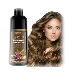 Lunory light brown hair dye shampoo packaging showing at-home color solution