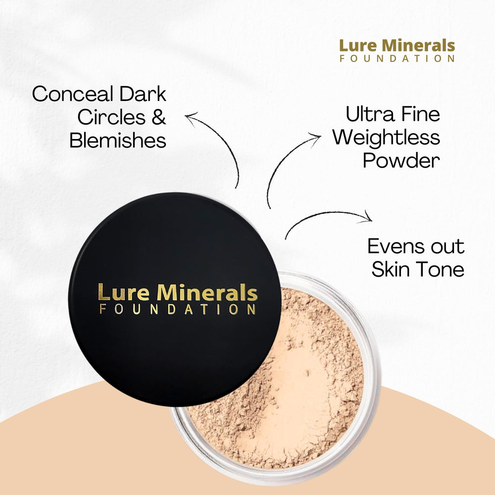 Lure Minerals foundation compact design supports mess-free, long-wear results.