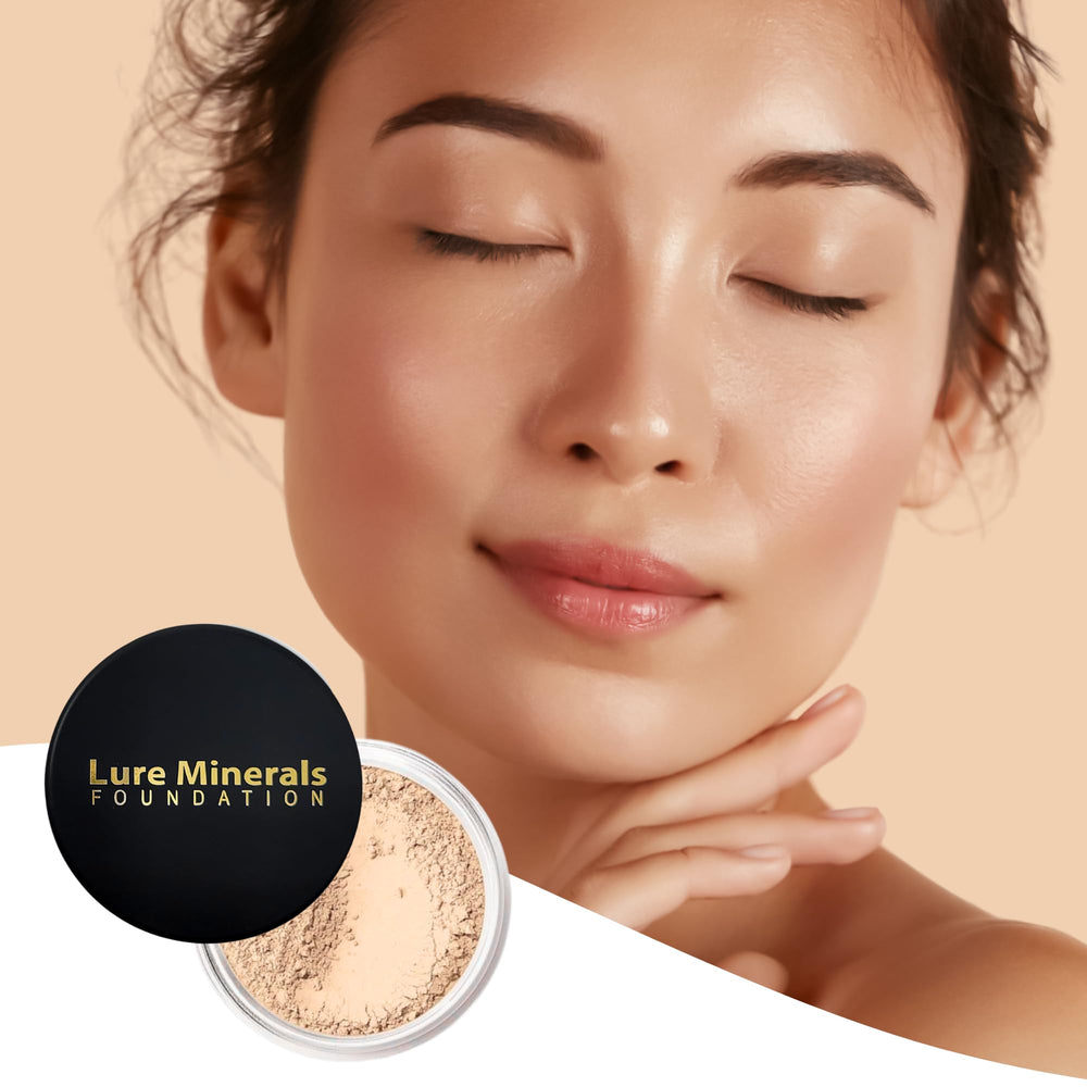 Lure Minerals foundation jar prevents spills for quick, tidy routines.