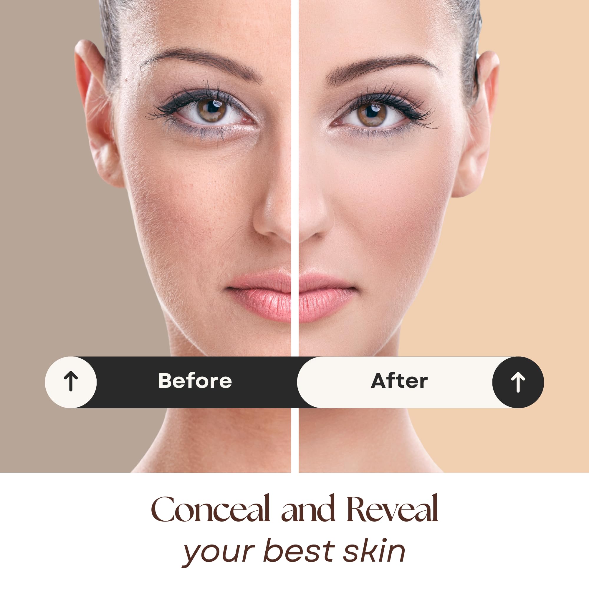 Lure Minerals Foundation application with brush demonstrates buildable coverage.