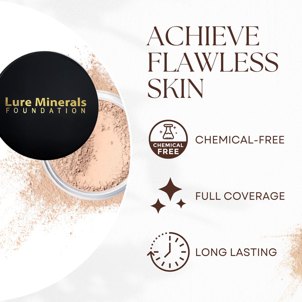 Lure Minerals Foundation texture close-up highlighting natural mineral blend.