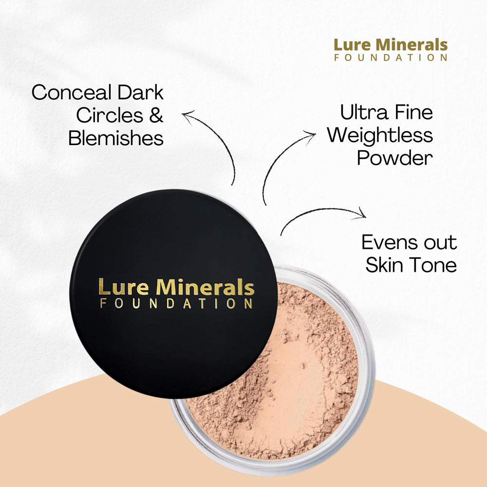 Lure Minerals natural mineral powder texture appears skin-friendly.
