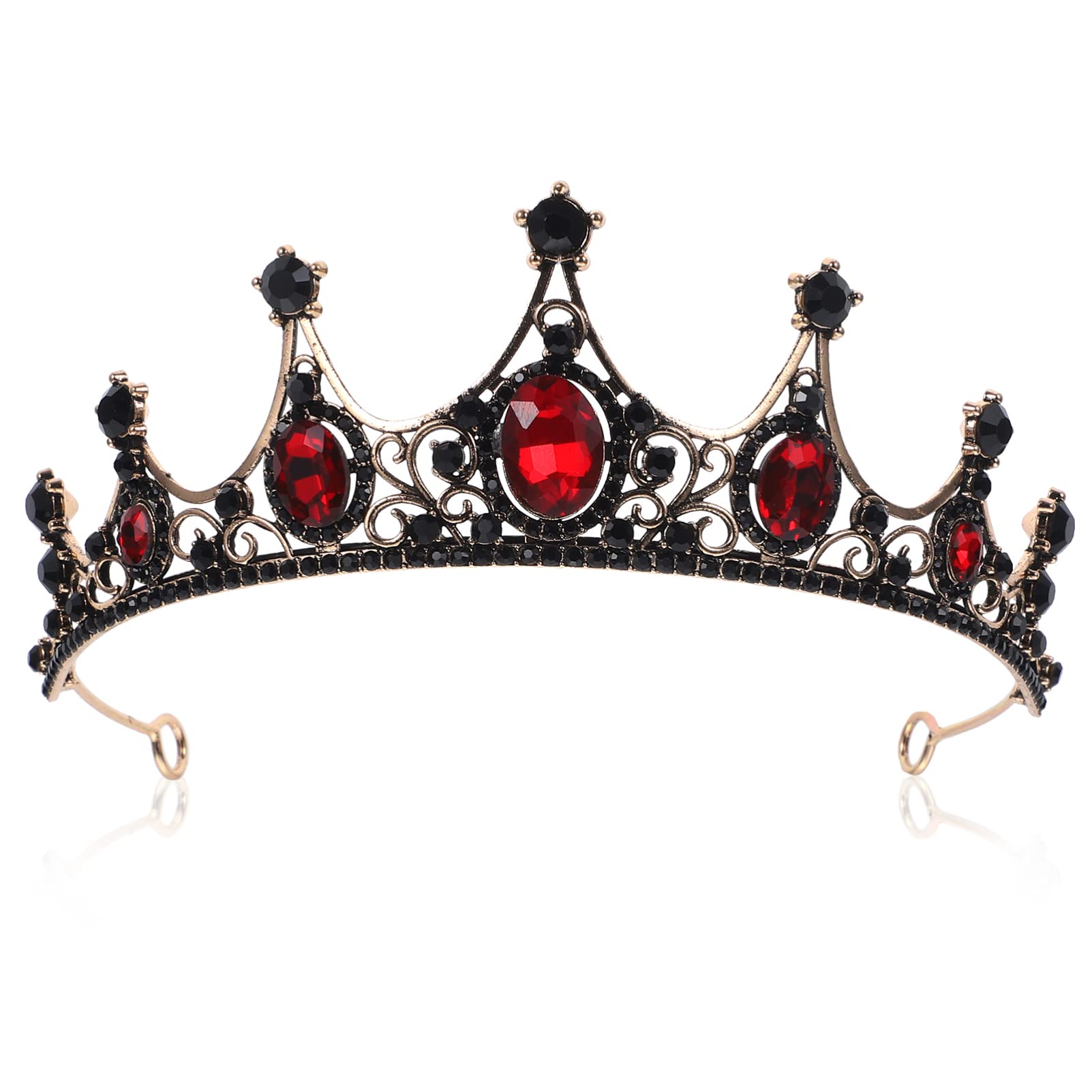 Lurrose Baroque Queen Crown on model, bridal tiara with rhinestones