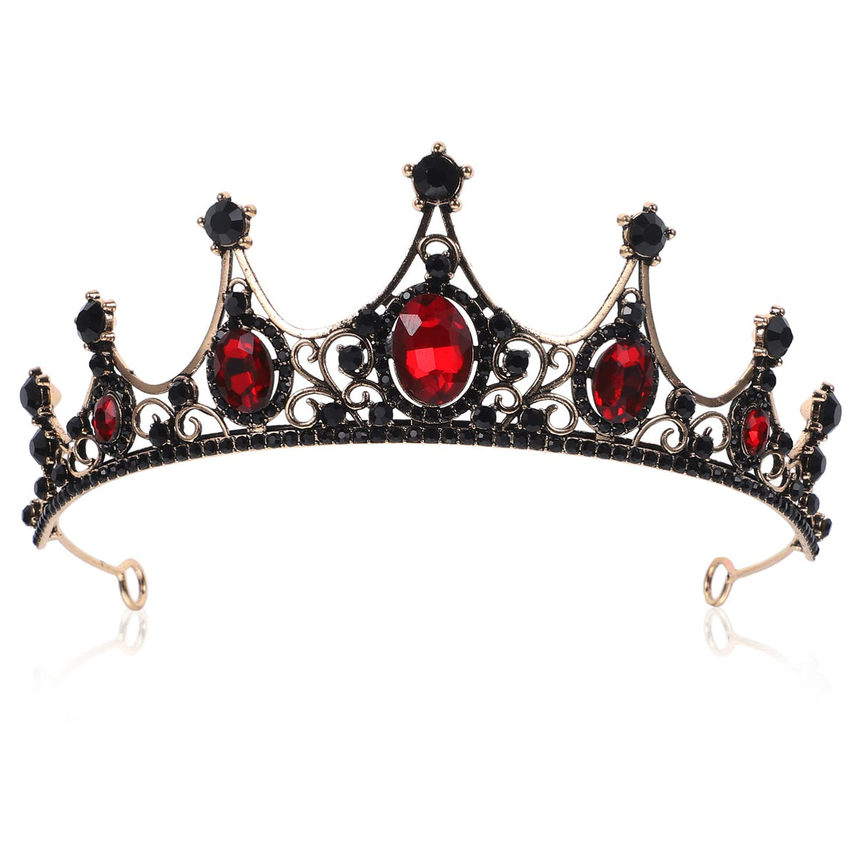 Lurrose Baroque Queen Crown on model, bridal tiara with rhinestones