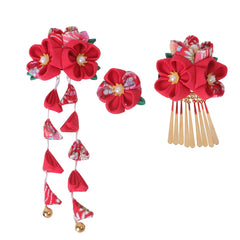 Lurrose Japanese kimono flower hair clip with tassel for elegant styling.