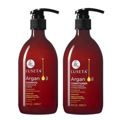 Luseta Argan Oil Shampoo bottle pour delivers gentle cleansing with shine