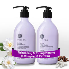 Luseta B-Complex shampoo bottle front highlighting biotin infusion for stronger hair
