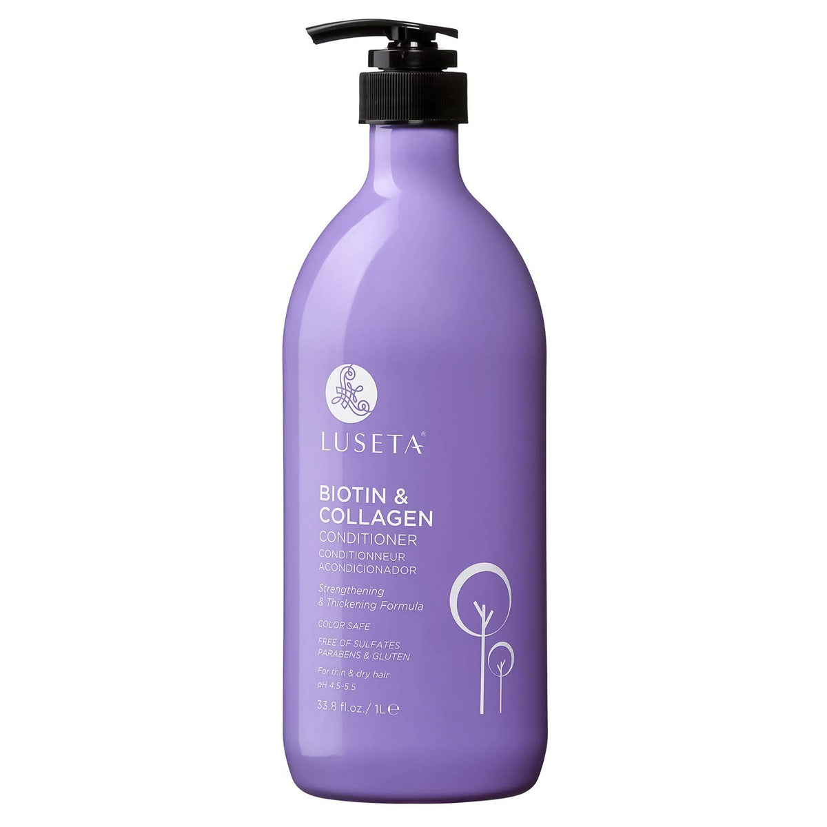 L LUSETA Biotin and Collagen Conditioner bottle front for thicker, fuller hair