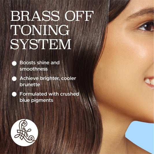 Luseta Blue Shampoo lather on brunette hair for cooler tones and clarity