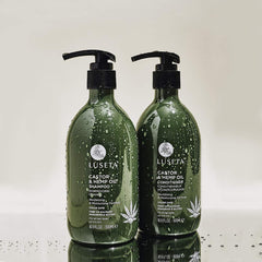 L Luseta Castor & Hemp Oil Shampoo in use during a hair care routine
