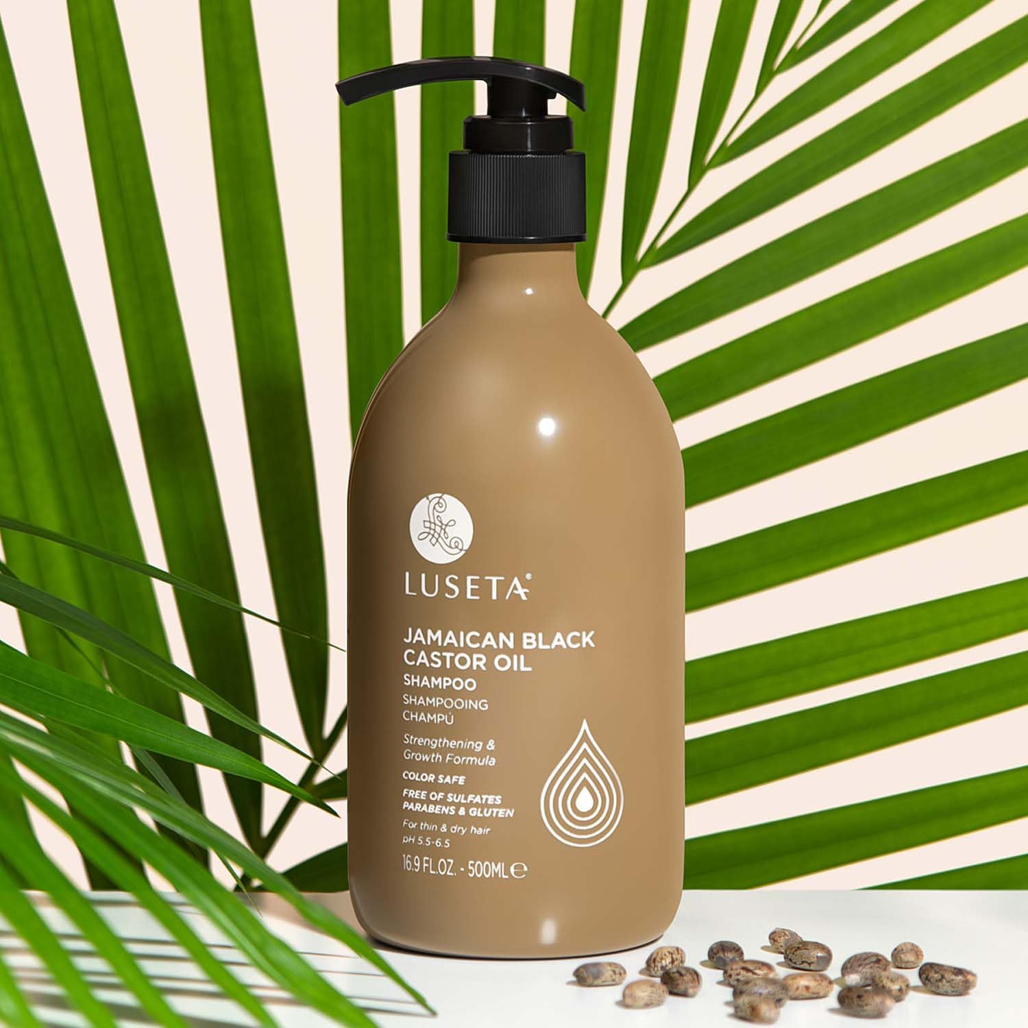 Luseta Castor Oil Shampoo application, ideal for thinning hair seeking volume.