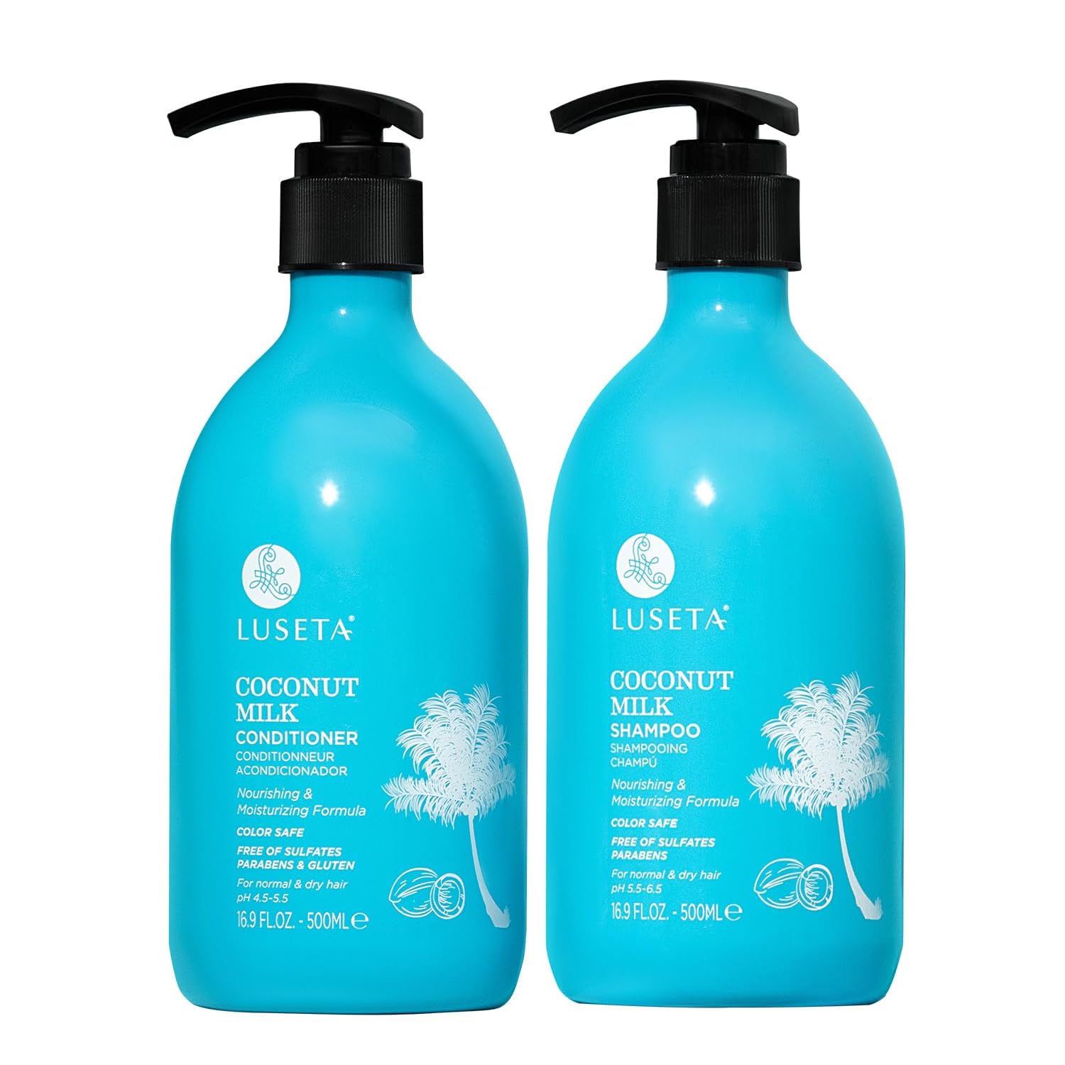 LLUSETA Coconut Milk Shampoo bottle highlights deep moisture for dry hair