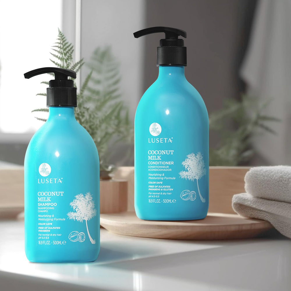 LLUSETA Coconut Milk Shampoo close-up texture reveals silky softness