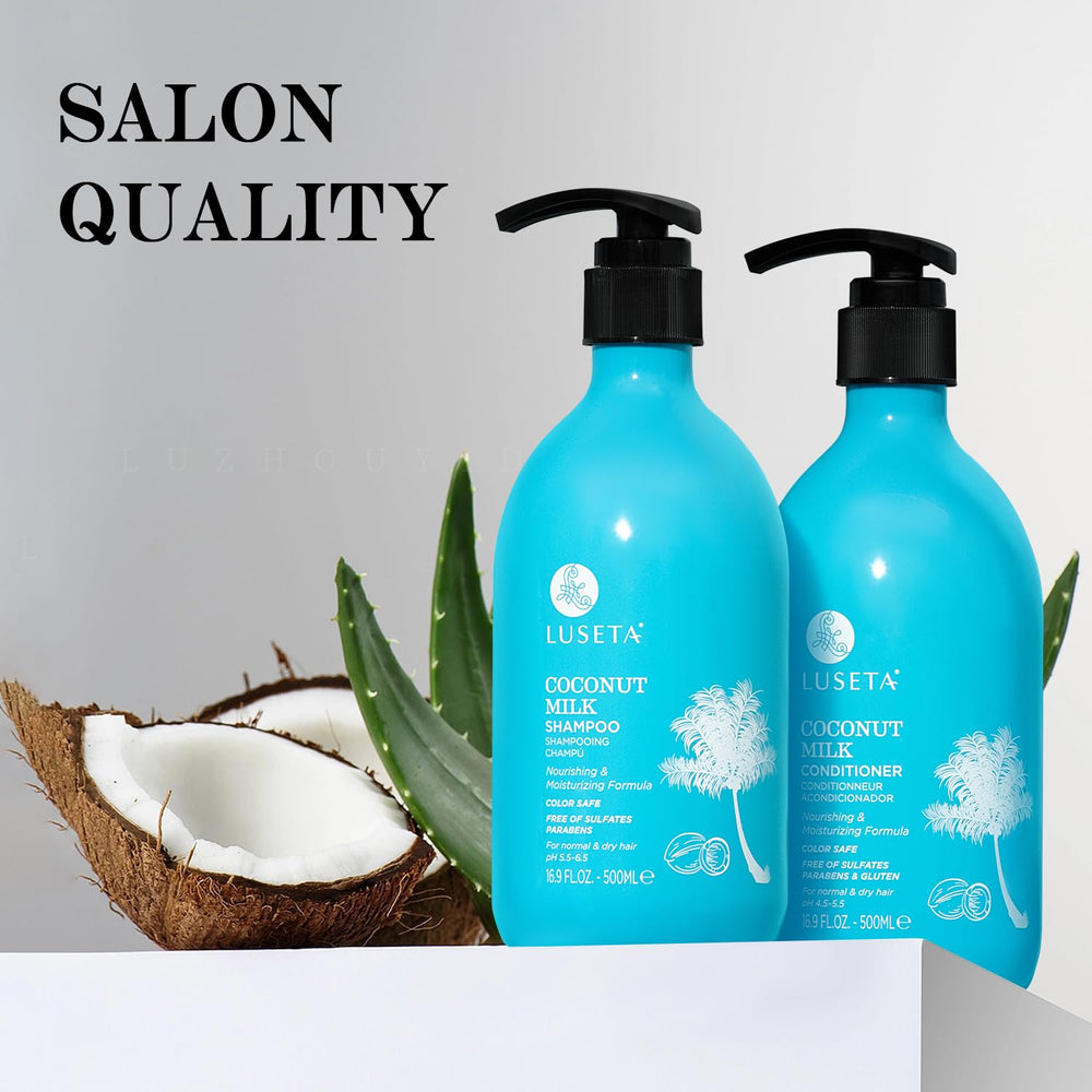 LLUSETA Coconut Milk Shampoo pour shows creamy lather for gentle cleansing