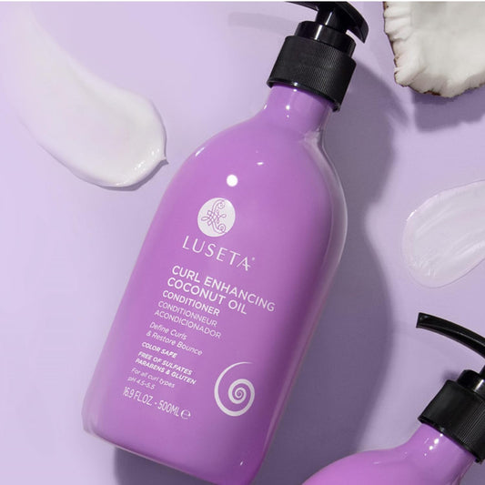 Luseta coconut oil ingredient close-up highlights nourishing shine for waves.