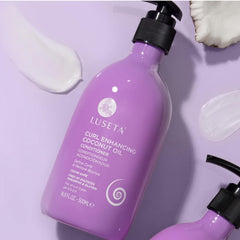 Luseta coconut oil ingredient close-up highlights nourishing shine for waves.