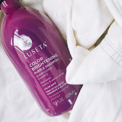 Luseta Color Brightening Purple Shampoo after-use shows refreshed color and shine.