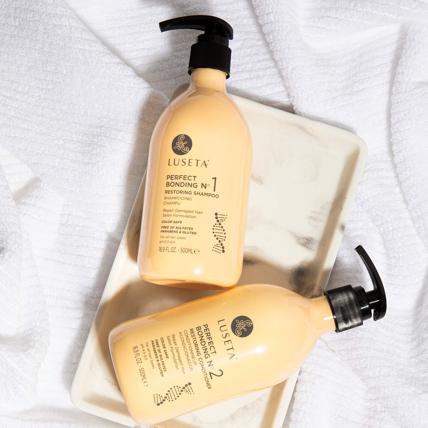 Color longevity graphic representing lasting vibrancy with the bonding routine.