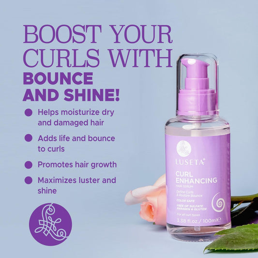 Closeup of Luseta Curl Enhancing Hair Oil texture for lightweight curl nourishment.