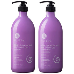 Luseta Curly Shampoo bottle with coconut oil for moisture and bounce.