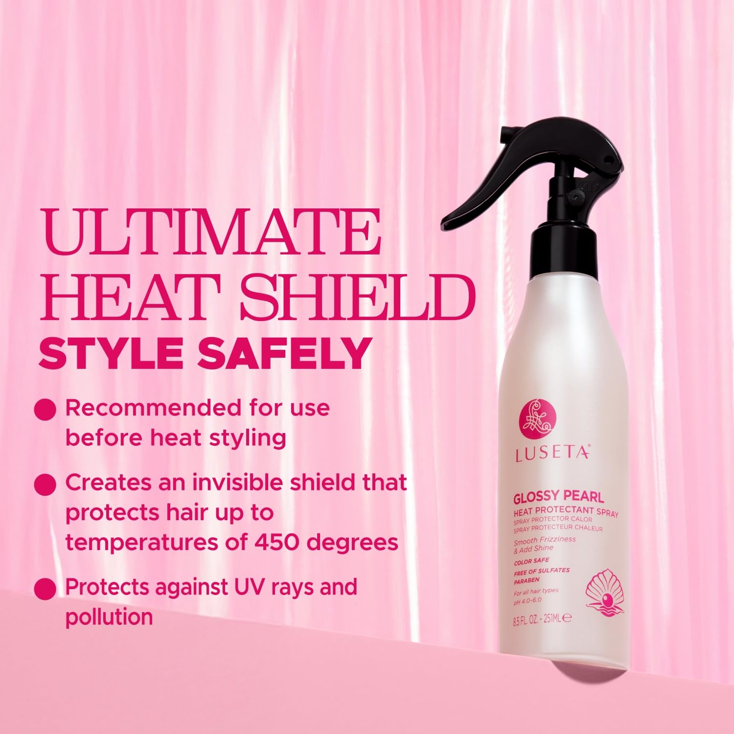 Luseta Glossy Pearl spray nozzle dispensing for even application