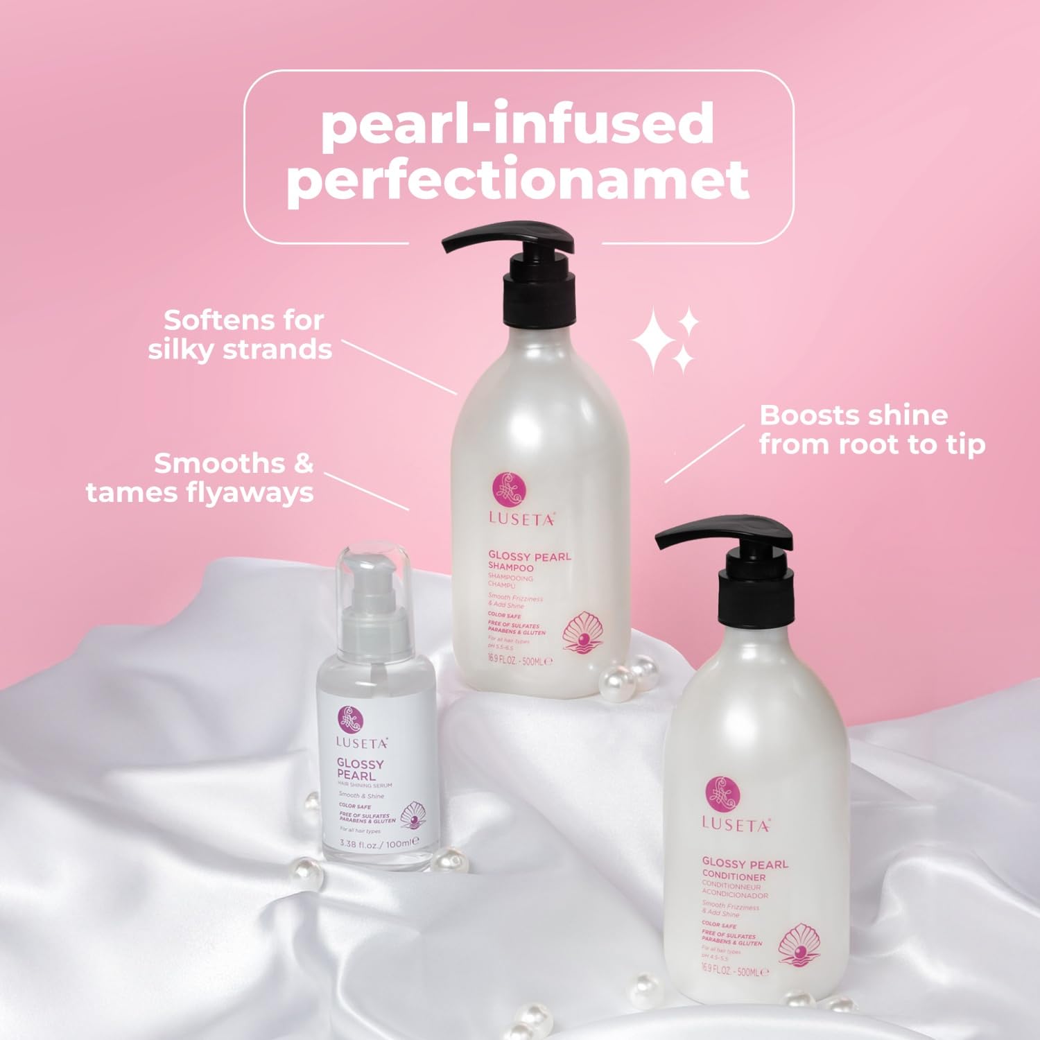 Luseta Glossy Pearl Trio box packaging on display