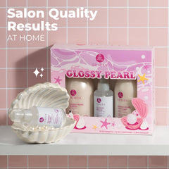 Luseta Glossy Pearl Trio conditioner bottle promoting smoothing