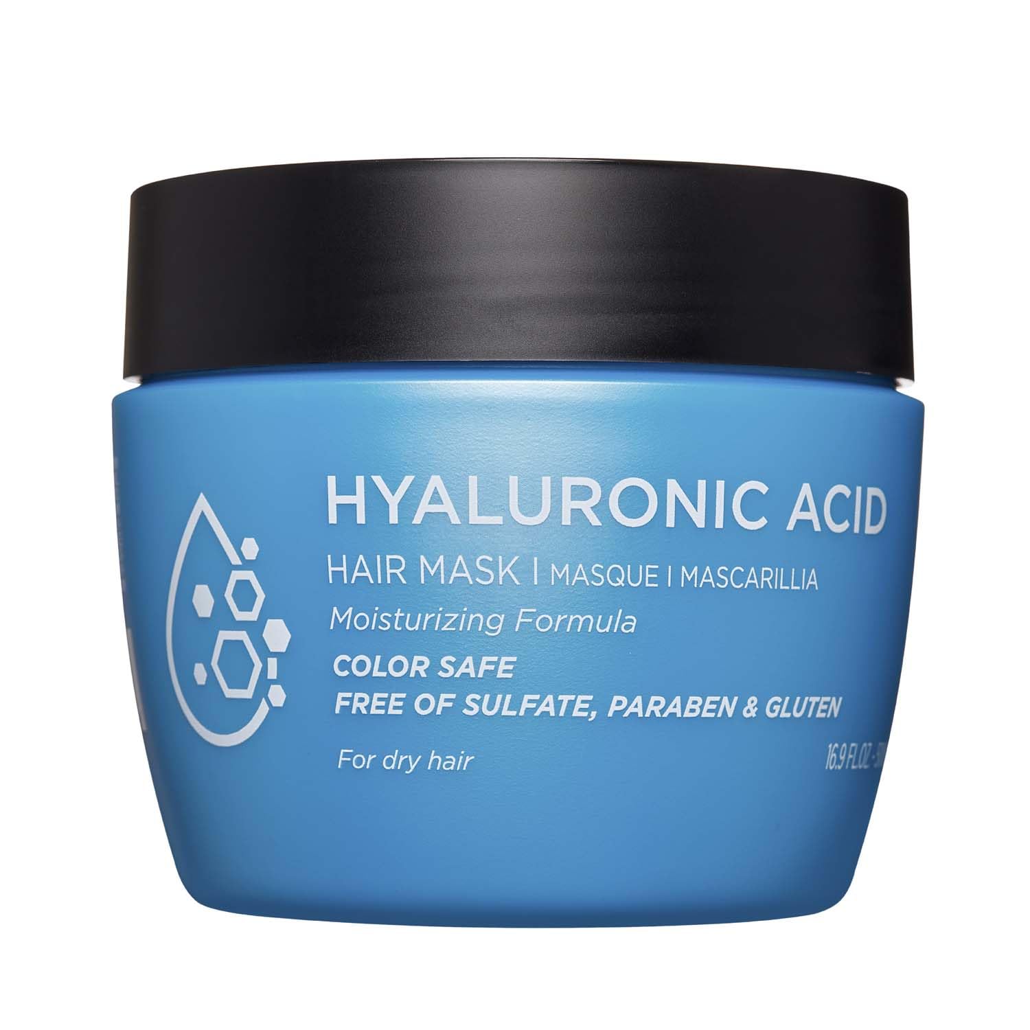 L LUSETA Hyaluronic Acid Hair Mask bottle highlights rich hydration for shiny, softer hair