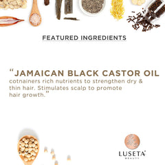 Luseta Jamaican Black Castor Oil Conditioner label notes safe, color-safe formula.