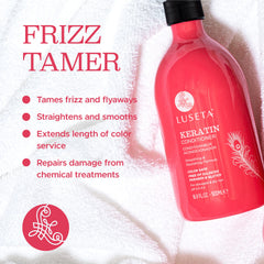 Luseta Keratin Conditioner being applied for silky, manageable hair.