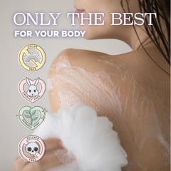 Shower scene with Luseta Lavender & Collagen Body Wash suggesting a relaxing ritual.