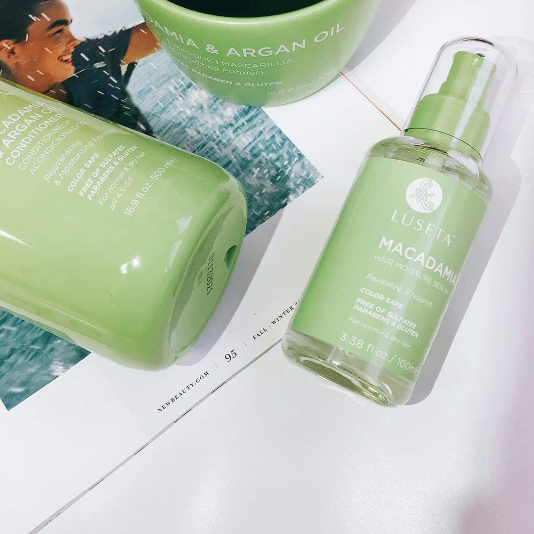 Luseta Macadamia Oil Serum provides UV and chemical protection for strands