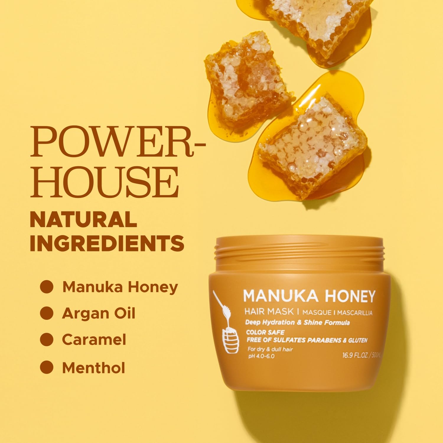 Luseta Manuka Honey Hair Mask texture closeup shows creamy conditioning formula.
