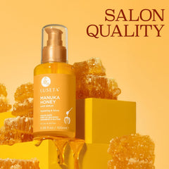 Luseta Manuka Honey Hair Oil dispensing pump shows convenient daily use.