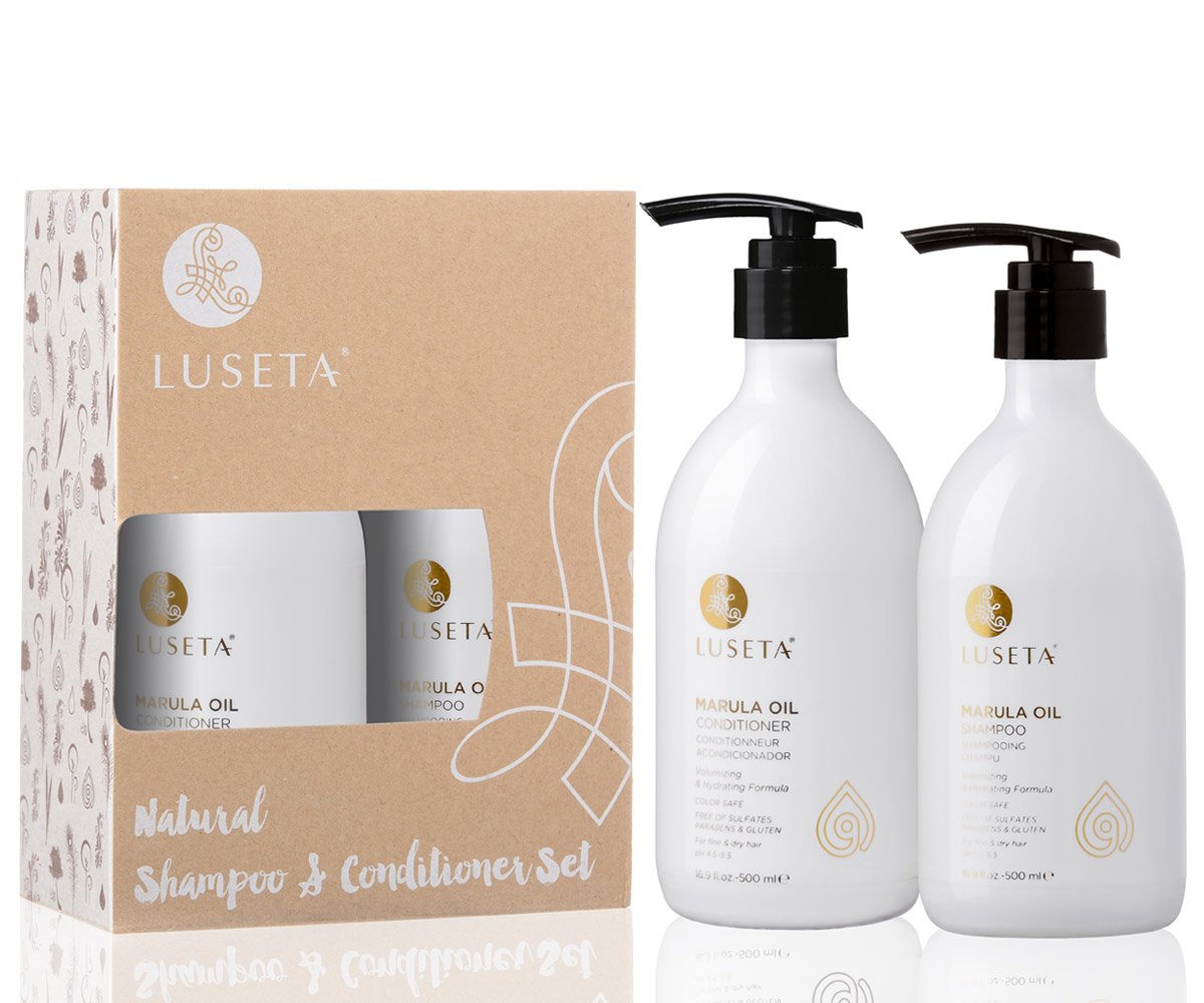 Luseta Marula Oil Conditioner bottle highlights deep hydration and detangling support