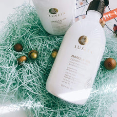Luseta Marula Oil hair close-up shows glossy texture and hydrated strands