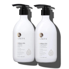 Luseta Marula Oil Shampoo bottle showing nourishing formula for healthier roots