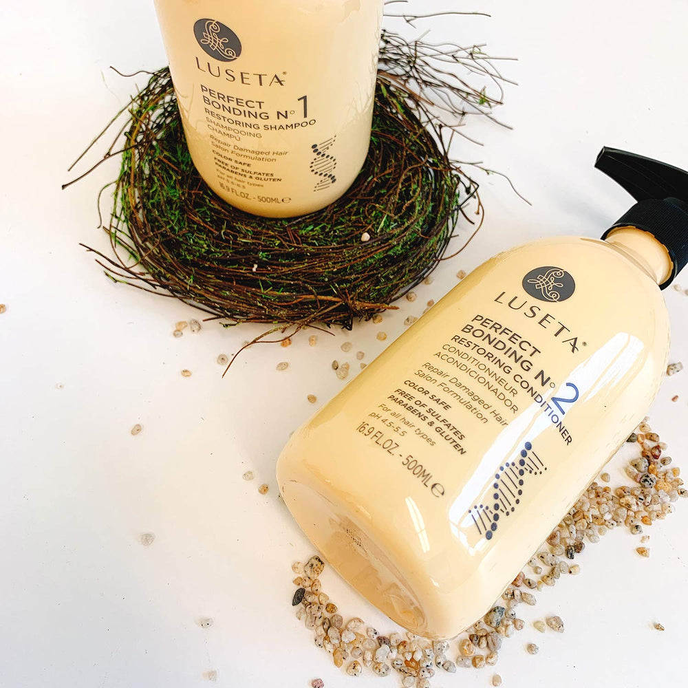 Luseta Perfect Bonding Restoring Conditioner bottle front emphasizes deep conditioning.