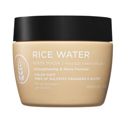 Luseta Rice Water Mask bottle pouring for hydration and strength.