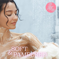 Luseta Rose Oil Body Wash in a shower setup promises refreshing routine