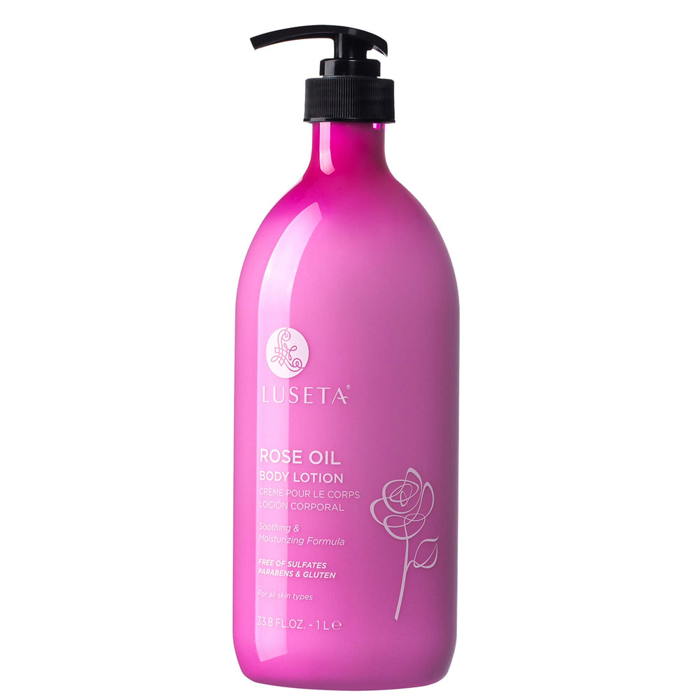 Luseta Rose Scented Body Lotion bottle showing the moisturizing formula.