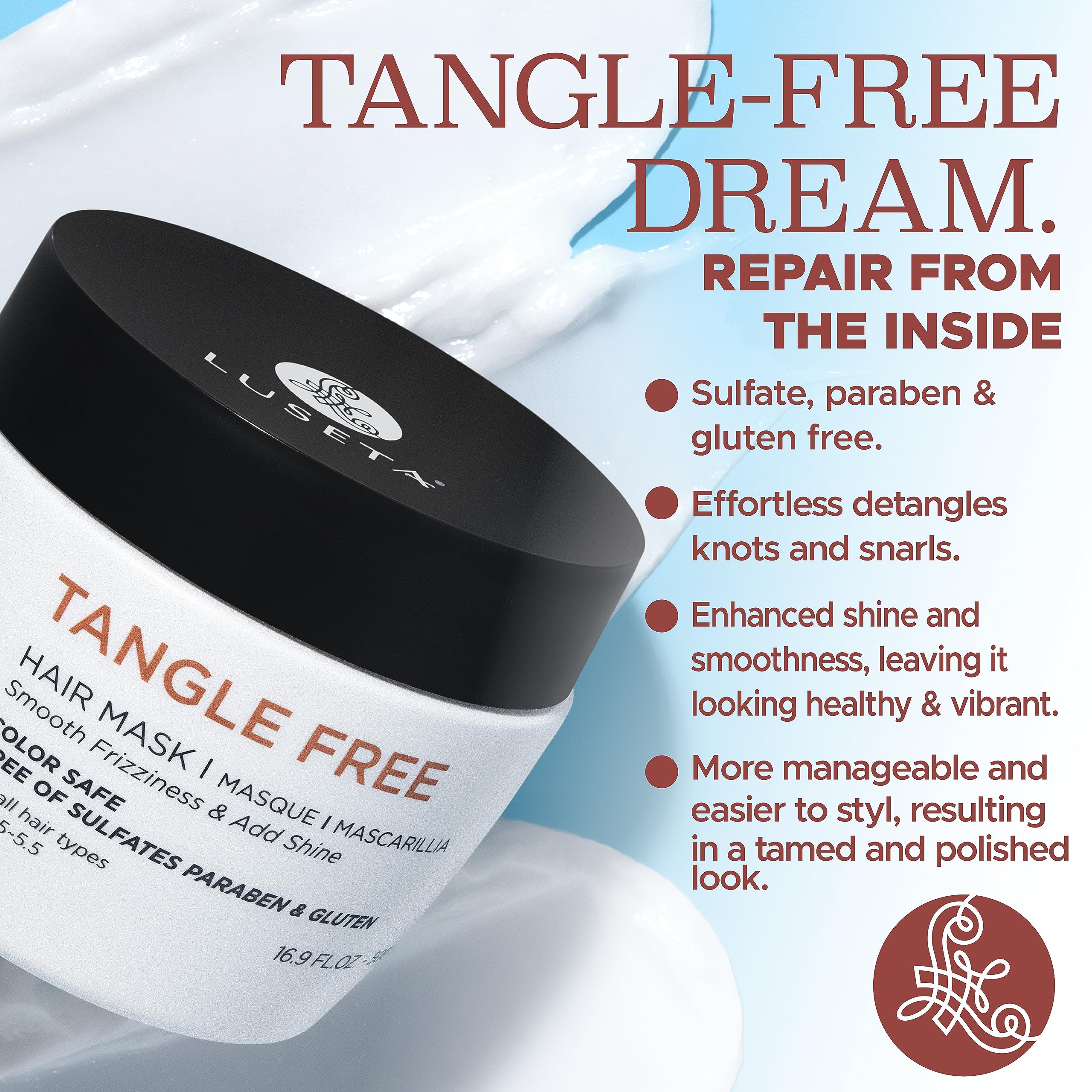 Luseta Tangle Free Mask color safe formula helps preserve color-treated hair.