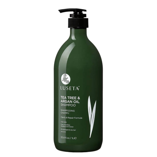 Luseta Tea Tree & Argan Oil Milk Shampoo for color-safe cleansing and moisture.